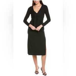 Cinq à Sept Black Brenna Tie Front Midi Dress